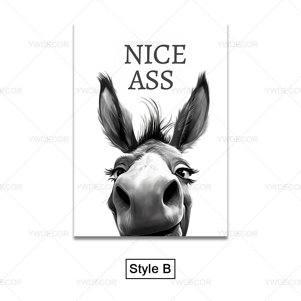 Abstracte Grappige Dieren Ezel Poster Print Schilderij Mooie Kont Citaat Canvas Muur Kunst Foto 'S Voor Thuis Badkamer Decor