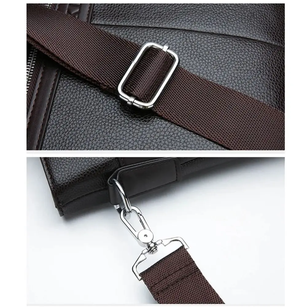 Large Capacity PU Leather Briefcase Paper Organizer Zipper Closure Business Documents Bag Waterproof Multifunctional Laptop Bag