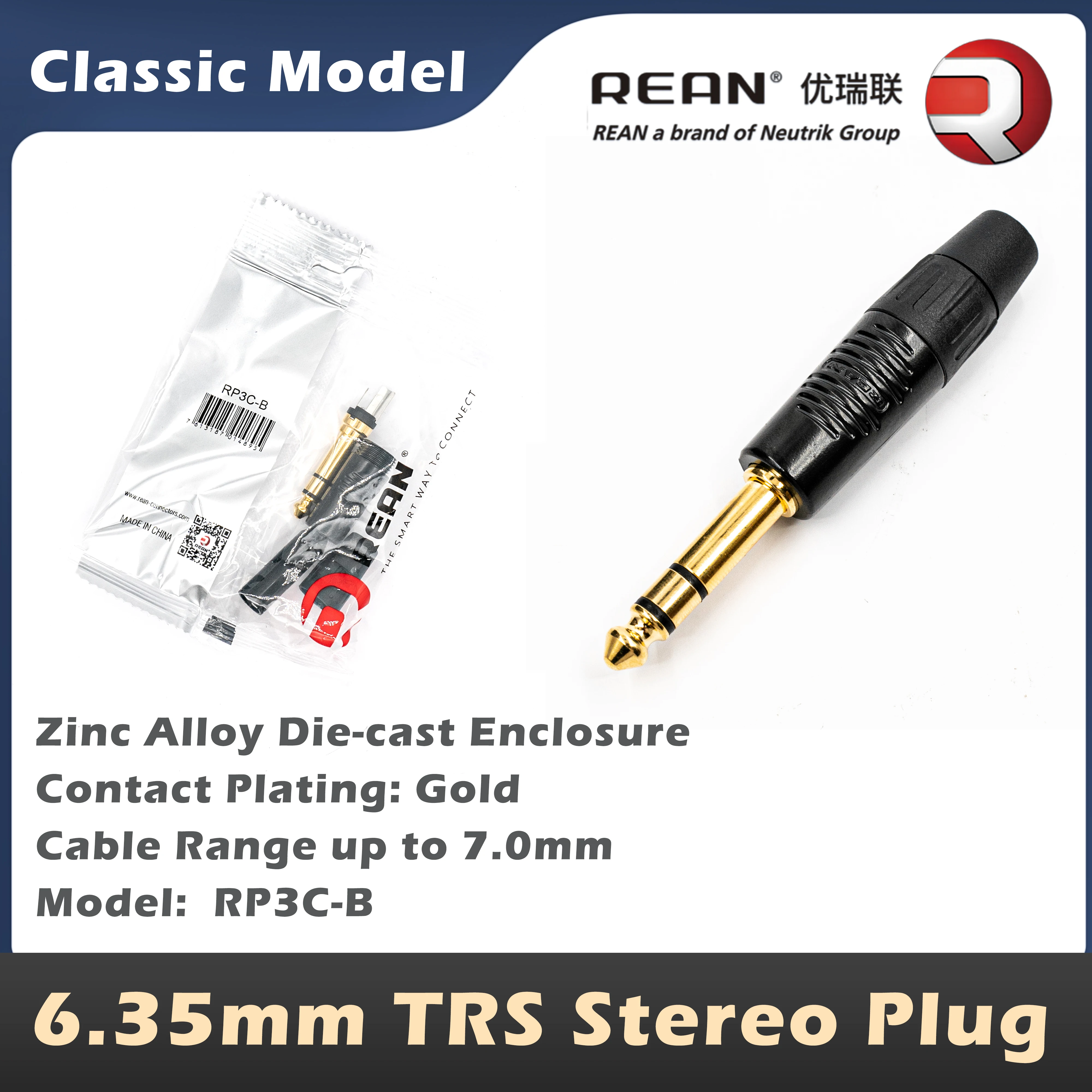 Neutrik's REAN 6,35 mm stereo TRS-audiostekker 6,35 mm mono TS audiokabelstekker 1/4 "telefoonstekker aansluitingen NYS201D NYS202D