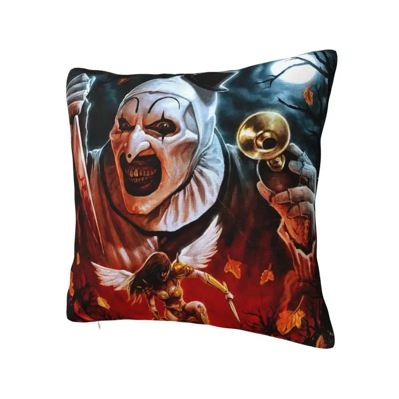 Custom Luxury Horror Clown Halloween Movie Terrifier Cushion Cover Velvet Throw Pillow for Sofa Square Pillowcase Decoration