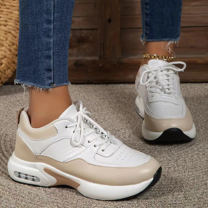 

New Color-blocked Cross-strap Simple and Fashionable Women's Shoes, Casual and Comfortable Running Sneakers Zapatos Mujer