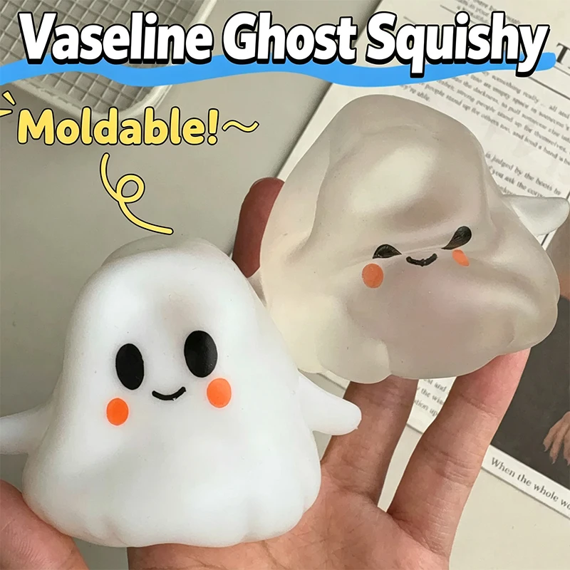 Halloween Niedlicher Geister-Squishy-Stressball Vaseline-Plastizität Kein Rückprall Quetsch-Fidget-Spielzeug Anti-Stress-Entspannungsspielzeug für die Hände