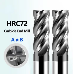 Hrc72 cnc Hartmetall-Schaft fräser Wolfram schneider mit hoher Härte 4 Vierkant-Metall-Stahl-Vierkant fräser 6 8 12 1416 20 Schaft bearbeitungs werkzeug