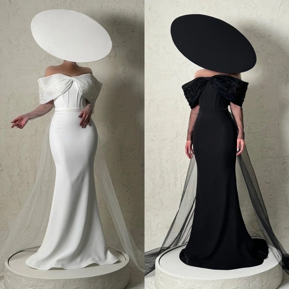 

Customized High Quality Classic Jersey Applique Draped Mermaid Off-the-shoulder Long Dresses Bespoke Occasion Dresses Fashion