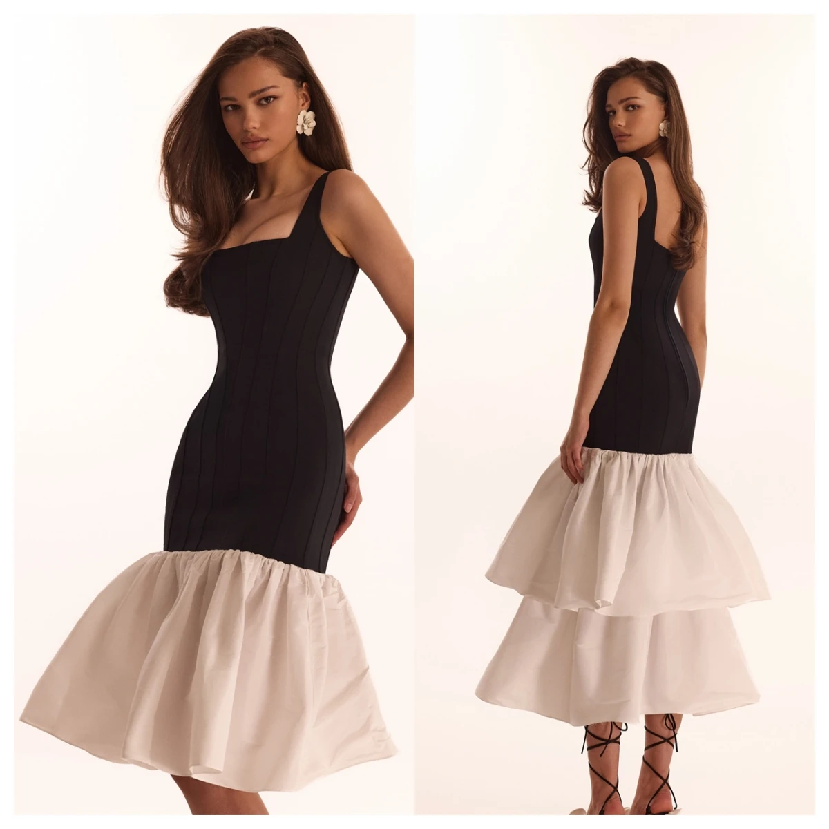 

Customized Fashion White Jersey Evening Dress Square Collar Cap Sleeve Sleeveless Homecoming Dress Special Occasion Gowns
