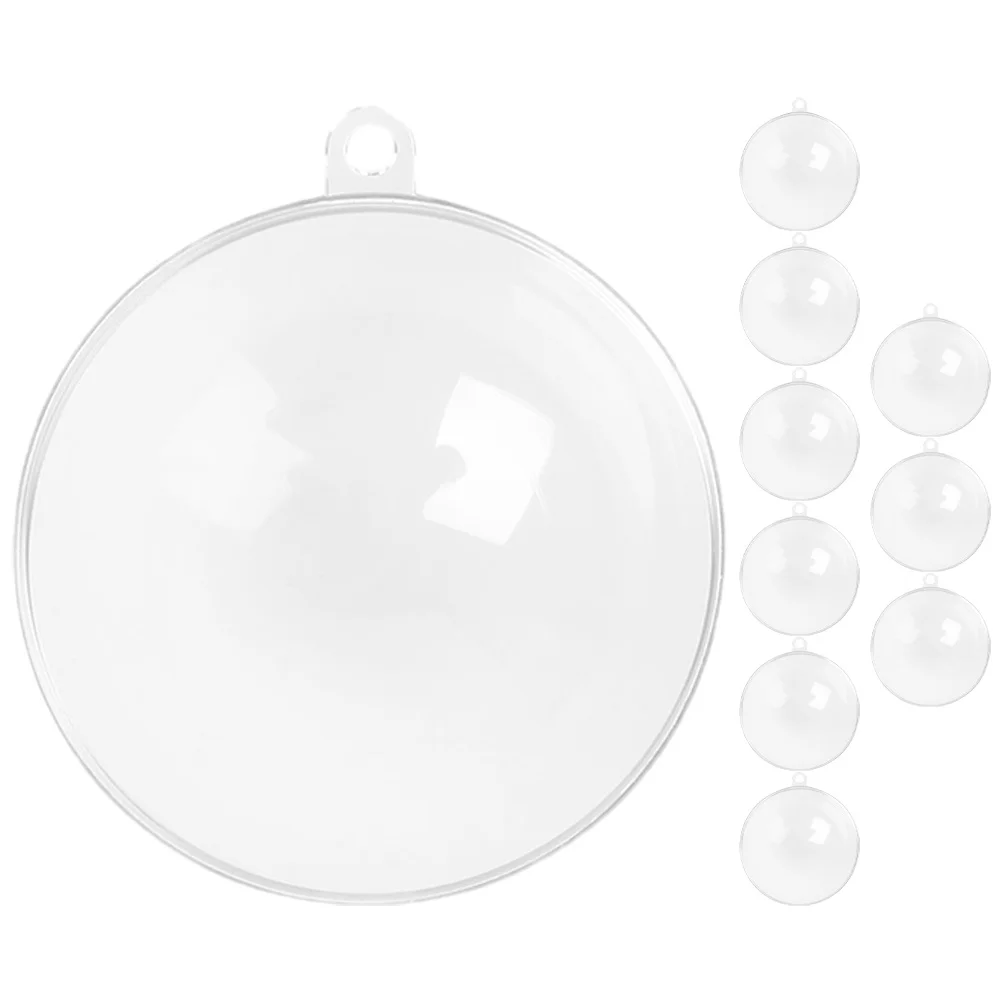

10Pcs Transparent Christmas Hanging Balls Plastic Fillable Clear Xmas Tree Decoration Festival Party Props Christmas Balls