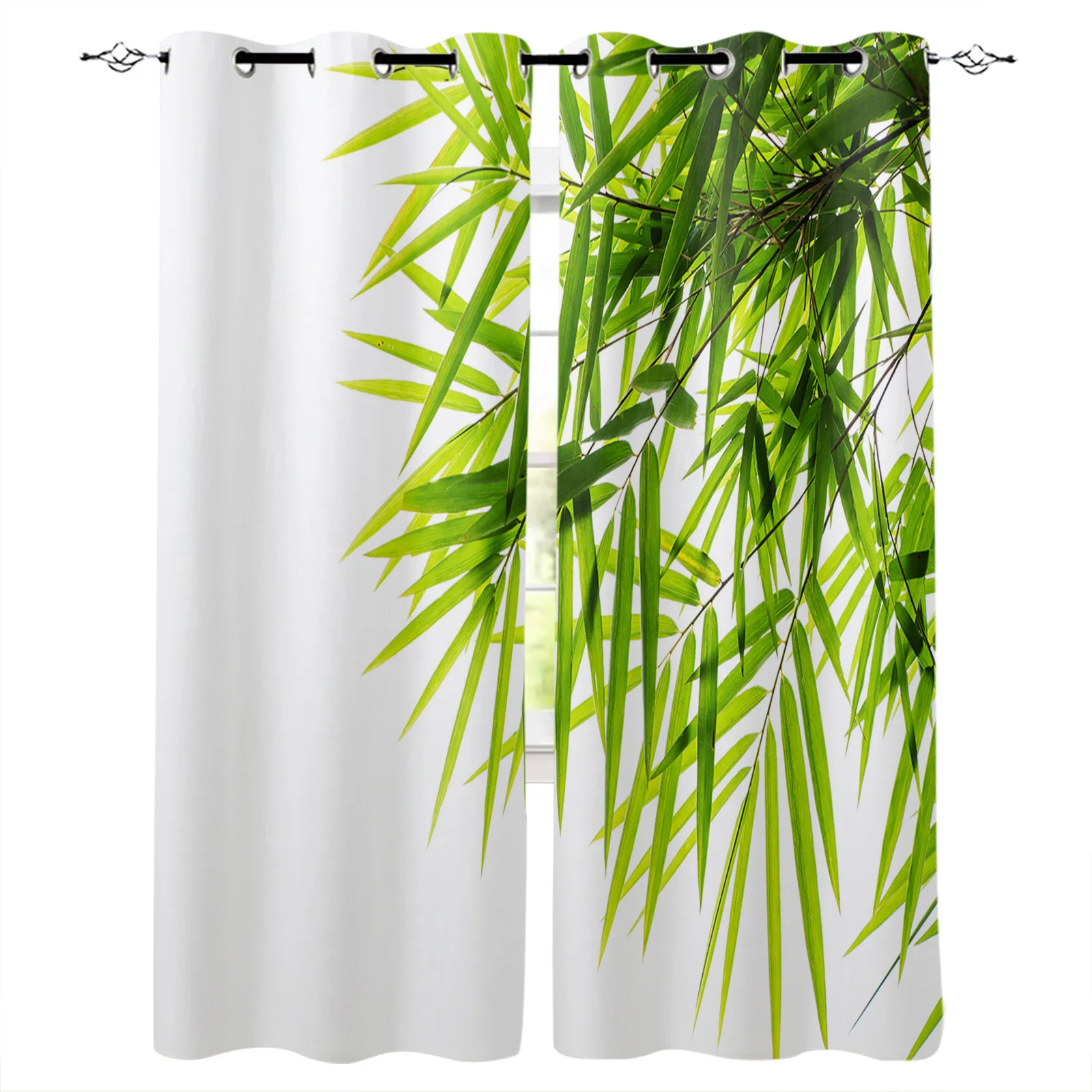 Bamboo Forest Secluded Nature Day Grommet Top Curtains for Living Room Bedroom Kitchen Window Treatments Home Decoration Drapre