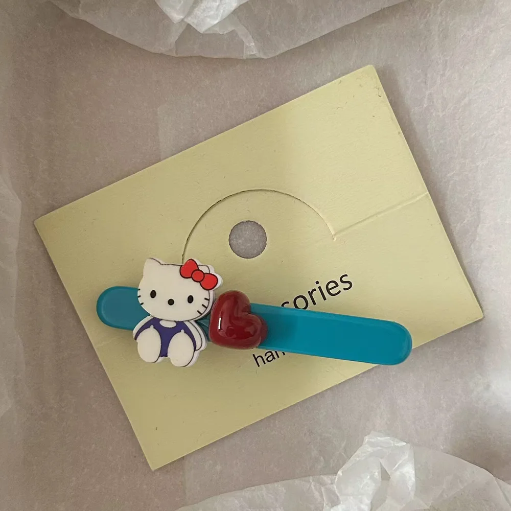Novo sanrio azul gotas de água amor olá kitty duckbill clipe de cabelo dos desenhos animados bonito gatinho gato lado hairpin acessórios para o cabelo presentes