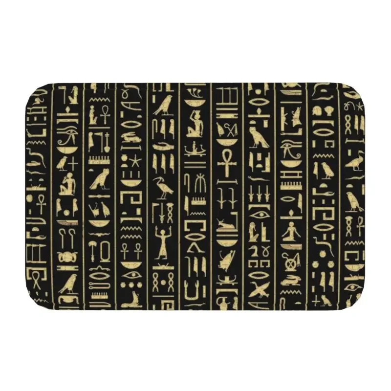 Golden Egyptian Hieroglyphics Entrance Doormat Decor Kitchen Corridor Balcony Rugs Bathroom Anti-Slip Foot Mat Bedroom Carpet