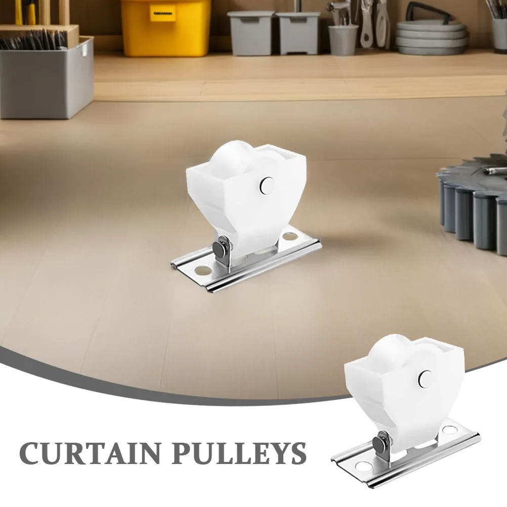 8Pcs Curtain Pulleys Rollers for Track Systems Roman Shades Curtains Bamboo Blinds Easy Installation Stable Sliding Gliders