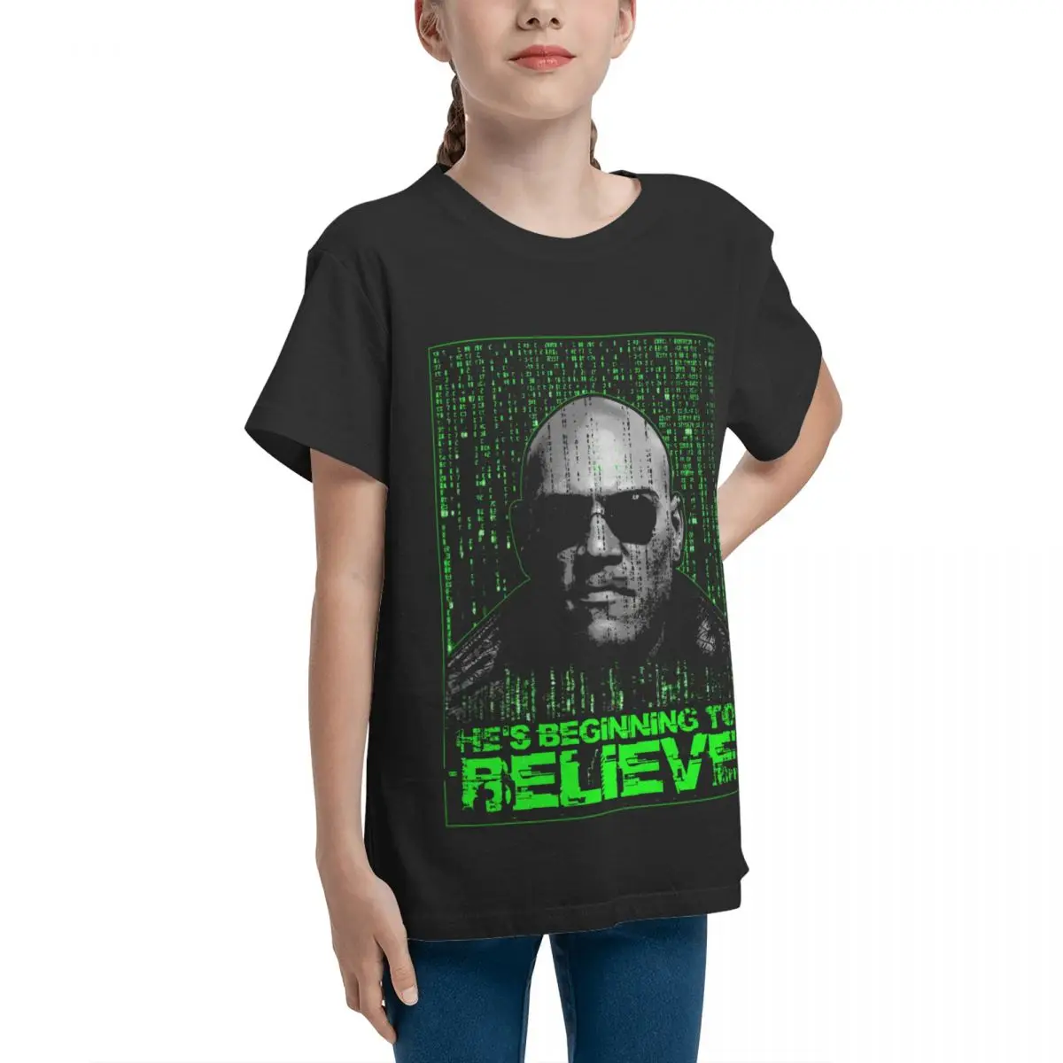 Adolescents Basic Short Sleeve T-Shirt The Matrix Sci Fi Morpheus Classic For Sa FreshVintage Tees Cute  Novelty Adolescents