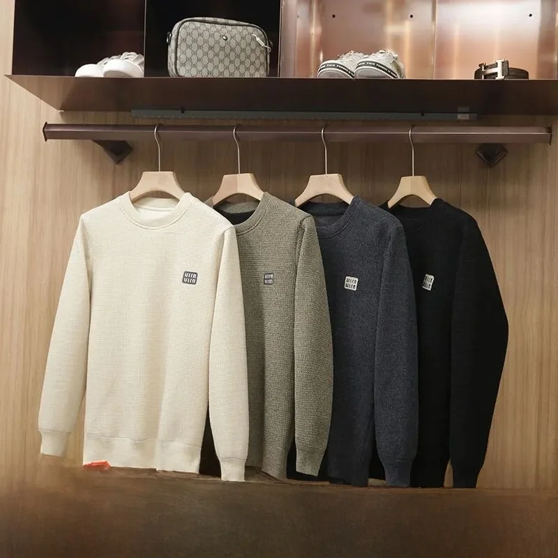 

Soft Thiened Knitted Fce Men's Sweater Versatile Casual Sle Long Sve round Ne Warm Autumn Winter Polyester Fiber