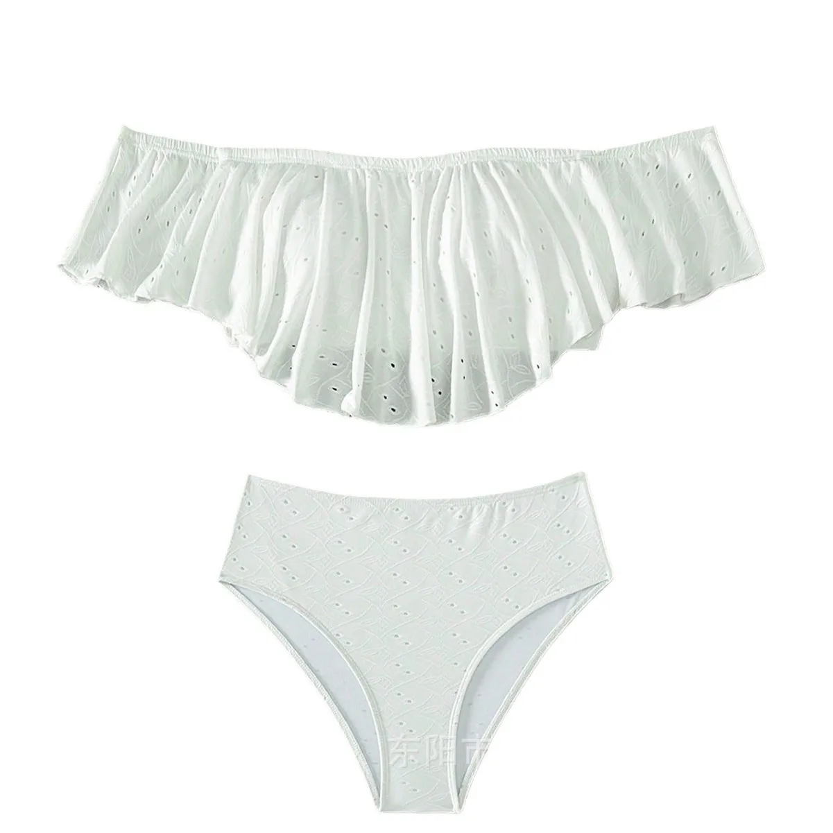 穴あきジャカード生地の人気水着、無地のスプリットビキニ、2025年新作