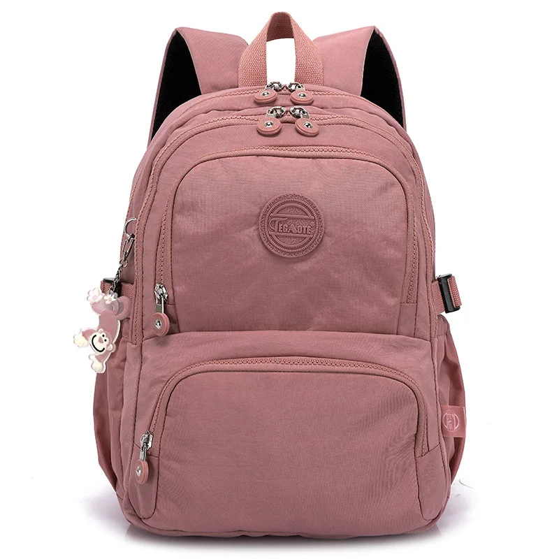 Mochila de Nylon Impermeável para Mulheres, Mochila Adolescente, Bagpack de Viagem Feminina, Bolsa de Livro Estudante, Marca Adolescente