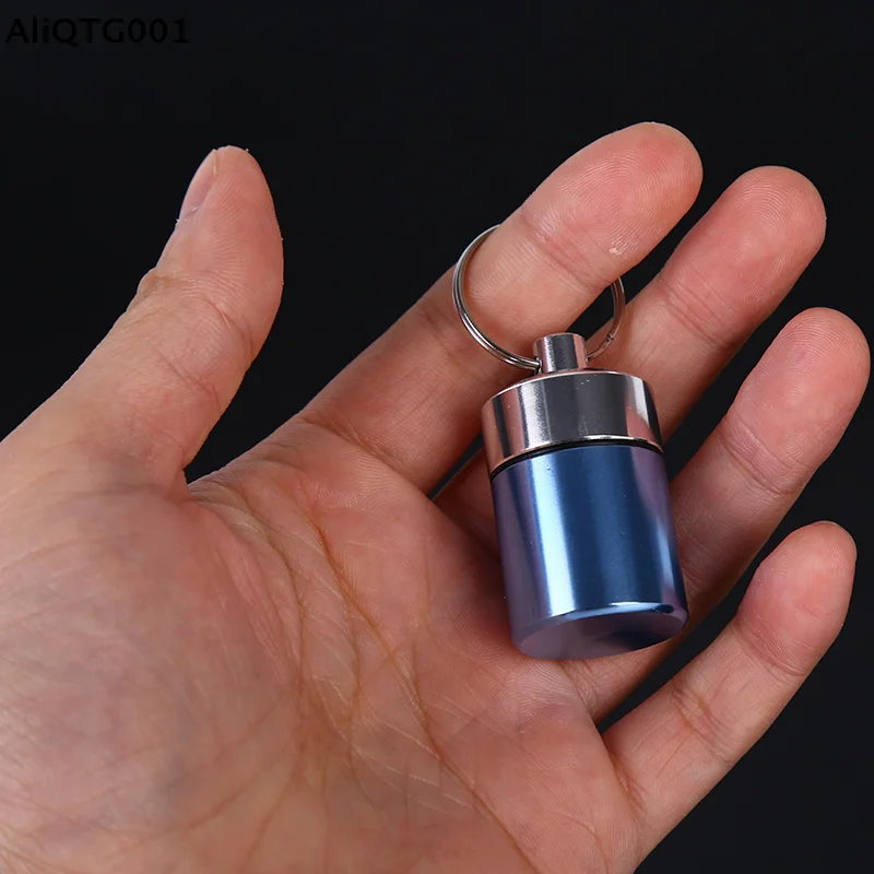 Mini Portable Aluminum Pill Case Carry Bottle Earplugs Keychain Container Compact Travel Storage Box