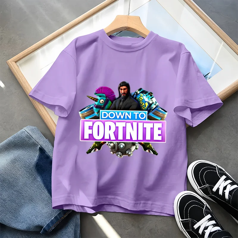 Camiseta con estampado de números de Fortnite 0-9 para niños y niñas, ropa de verano, Top deportivo informal de manga corta, ropa para niños