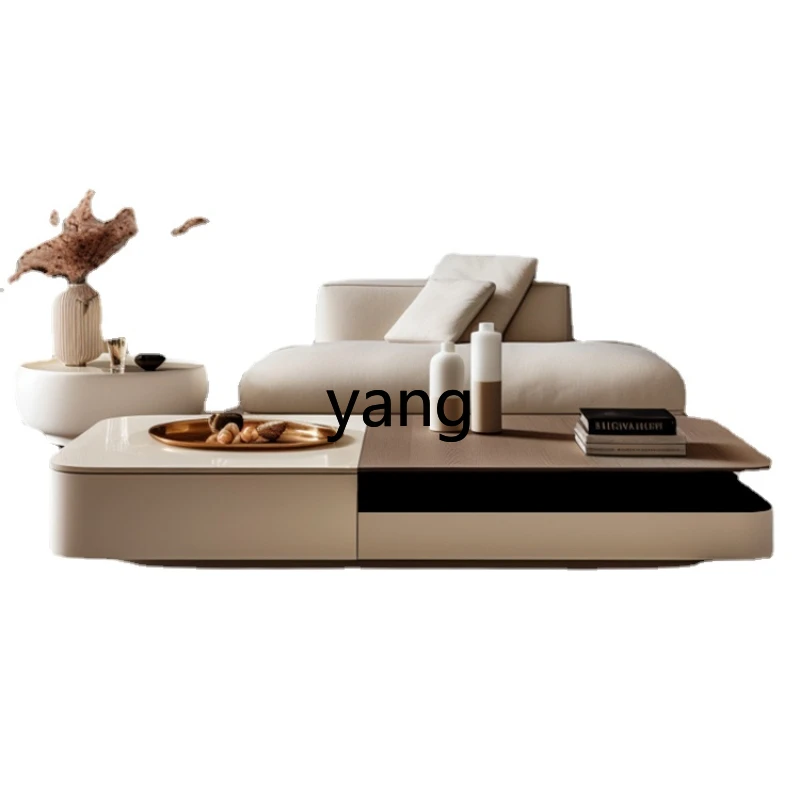 

CX Minimalist Coffee Table Thickened Stone Plate Wood Grain Rectangular Living Room High Sense Coffee Table