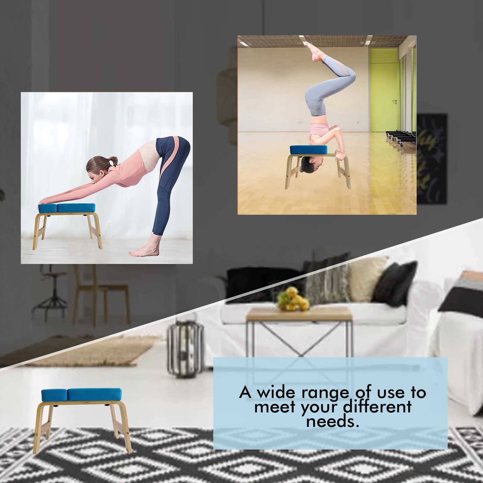 Solid Wooden Yoga Handstand Stool Portable Yoga Headstand Bench Balance Training Chair Fitness Accessory Inversion Yoga Chair