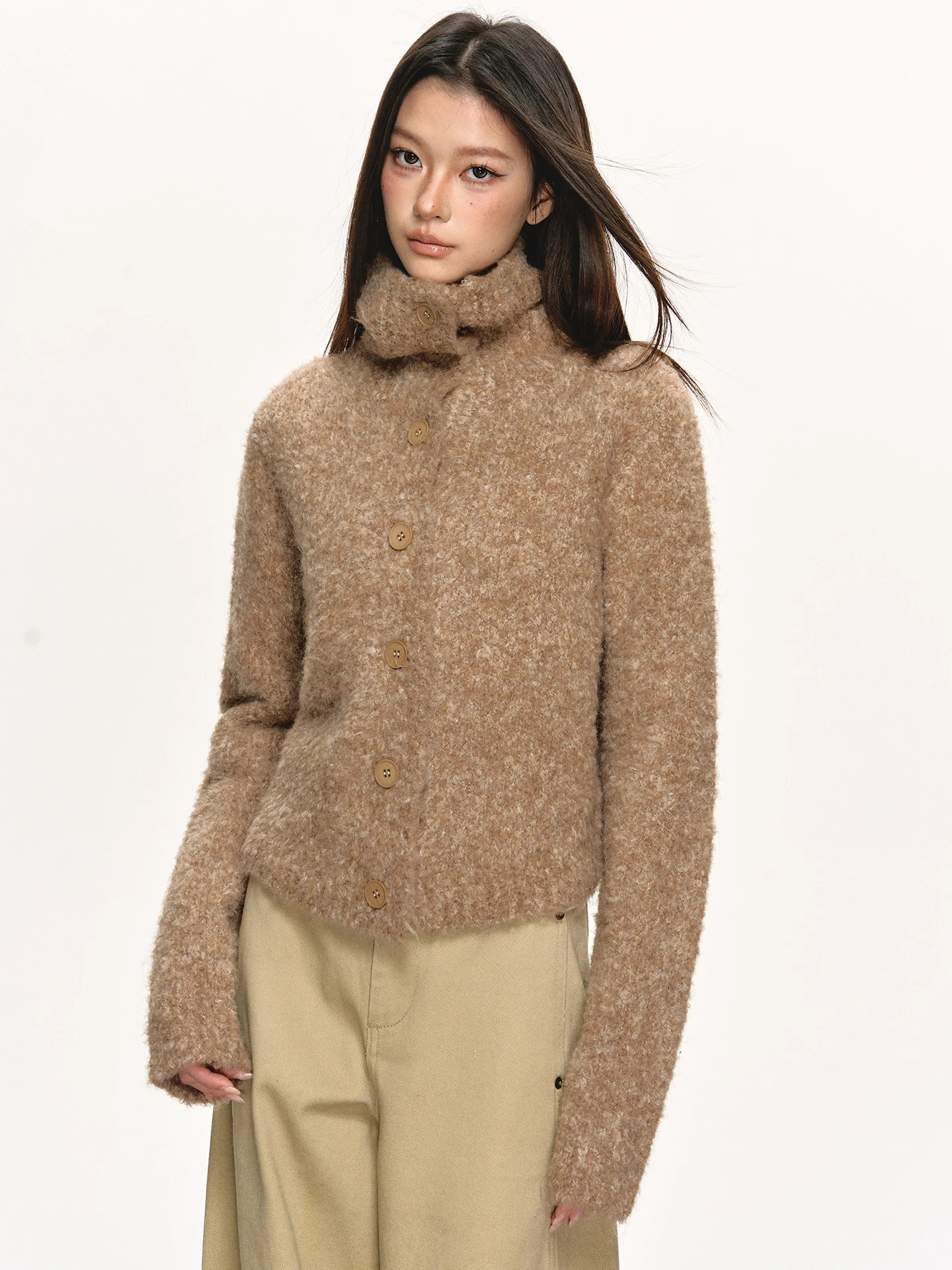 

Anna Aneae Women's ort Thi Warm Sweater Jaet Rice Noodle Fce Autumn Winter New Sle Casual Loose Fit Long Sve