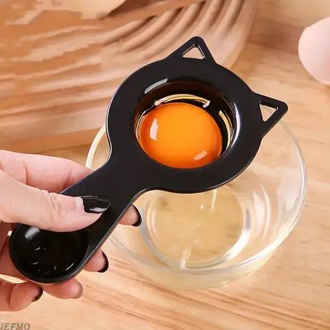 Separatore e misurino per uova di gatto simpatico cartone animato 2 in 1, filtro bianco e tuorlo facile per cuocere al forno e cucinare, gadget da cucina perfetti