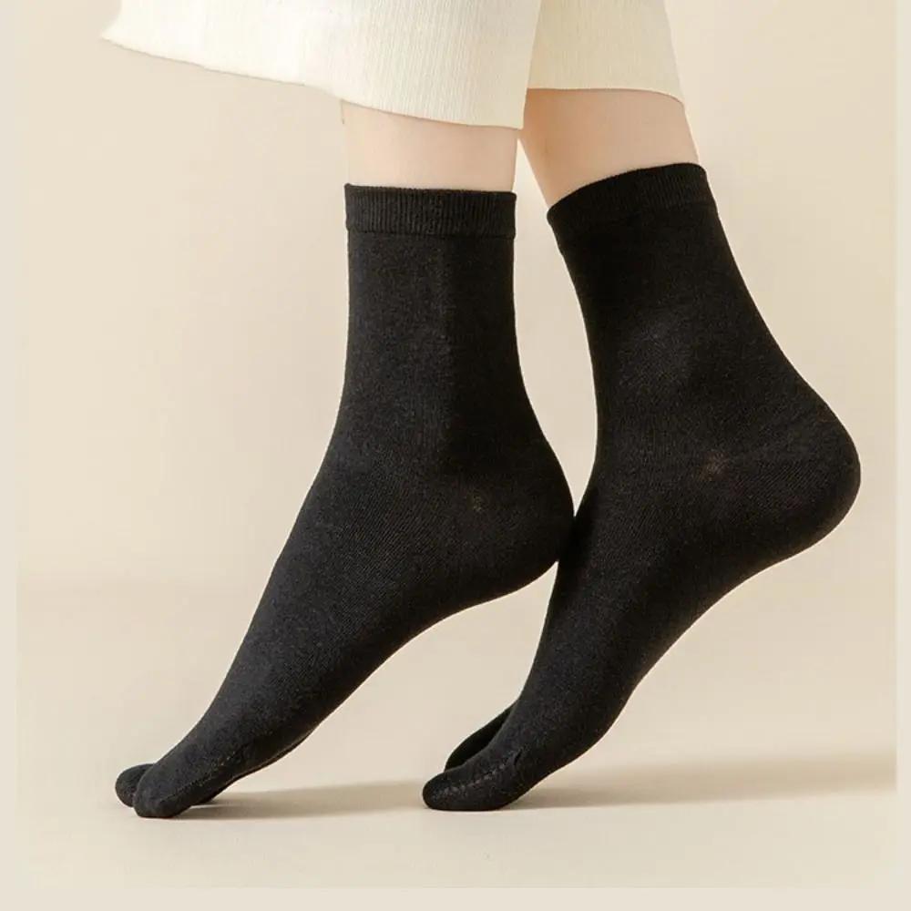 3 pares de cómodas chanclas a media pantorrilla, calcetines tobilleros finos, calcetines de dos dedos, calcetines de tubo transpirables de Color sólido, deportes para mujer