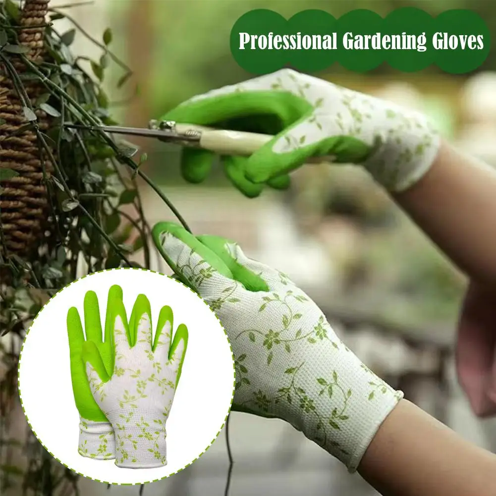 قفازات البستنة المطبوعة من رغوة اللاتكس للبستنة المناظر الطبيعية لتقوم بها بنفسك قفازات مطاطية قفاز العمل متوسطة الحجم يناسب معظم N4L2 #6