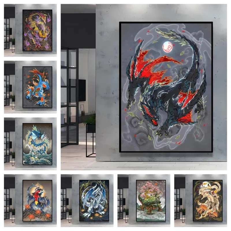 Print on Canvas Pokemon Swampert Poster Comics Pictures Not Fading Home Living Room Bedroom Wall Decoration Friends Gifts