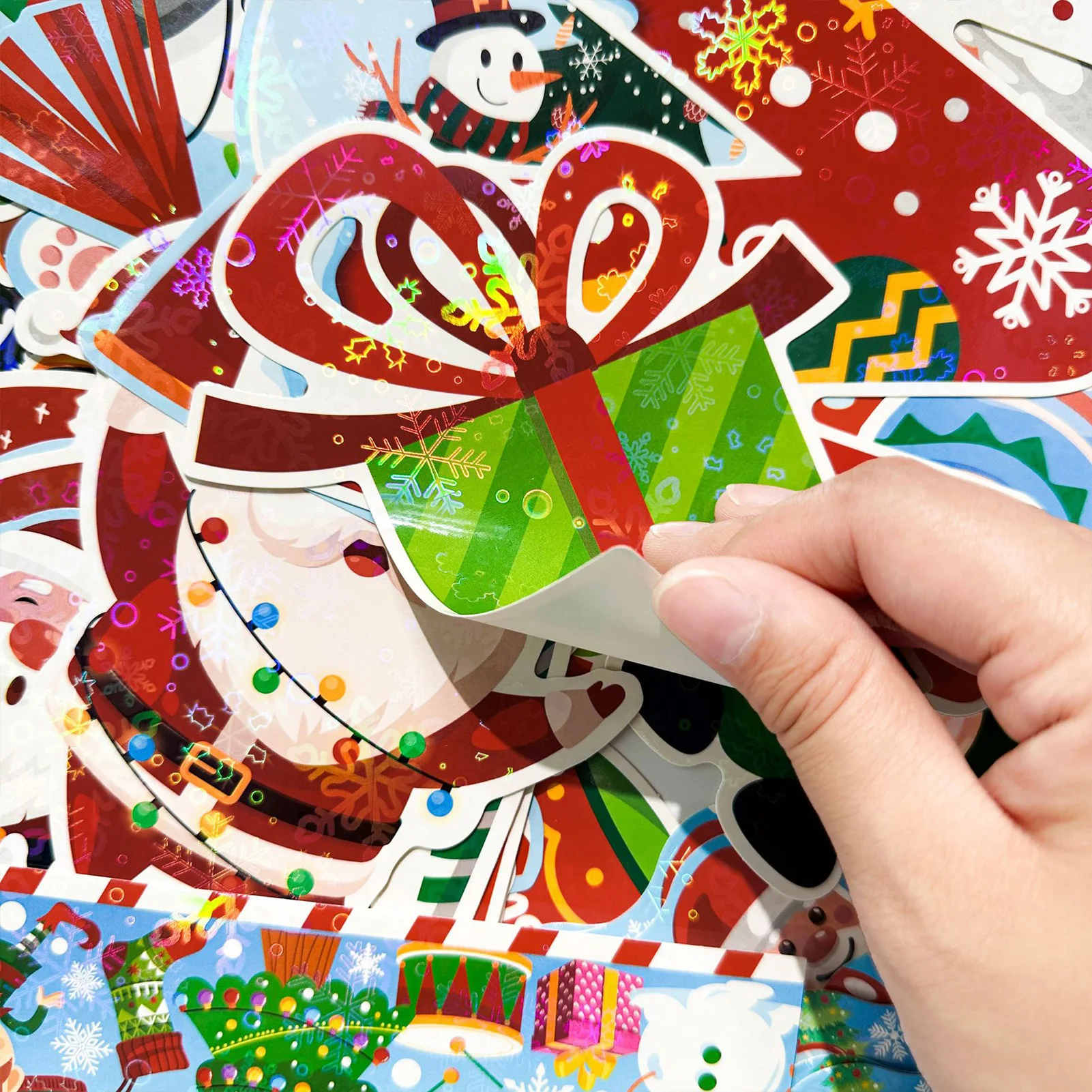 Pegatinas de pared decorativas navideñas, cómodas para aplicar con bordes y puntos de pegamento, adecuadas para espejo de ventana