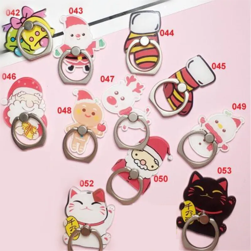 

UVR 360 Degree Christmas Gift Sock Cat Finger Ring Smartphone Stand Holder Mobile Phone Snowman Holder Stand For All Phone#