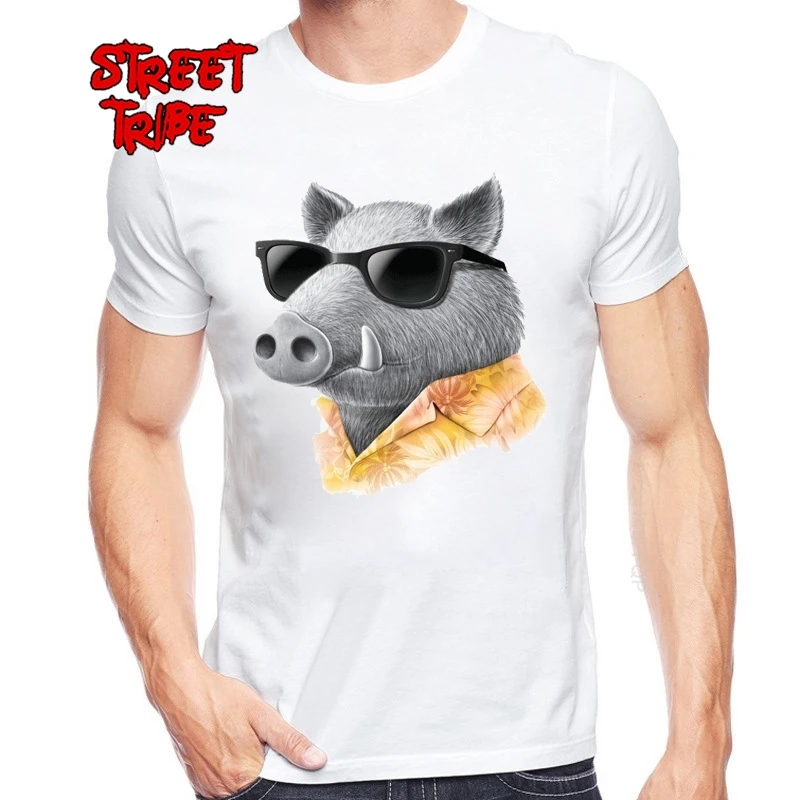 Cotton Cool Wild Boar Tshirt Cotton Crew Neck Shirts Tops plus Size Casual Tees Cool Cotton Tees New Men Funny T-Shirt