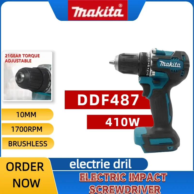 

Makita DDF487 10mm Cordless Driver Drill Brushless Electric high-torque Impact Screwdriver Power Tool For Makita 18V Battery