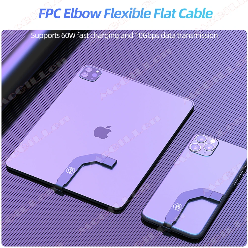 USB3.2 60W Ellenbogen Typ C Stecker auf Buchse Kabel FPC Flexibles Kabel für Apple Android Tablet Lade Daten Sync Typ C Stecker – Detail 1