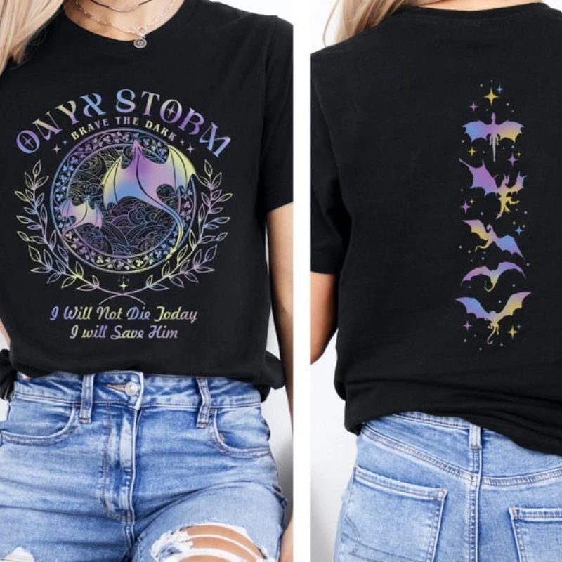 Onyx Strom Fourth Wing Cotton T-shirt Basgiath War College Dragon Rider Violet Sorrengail Xaden Riorson Riders Quadrant Fantasy