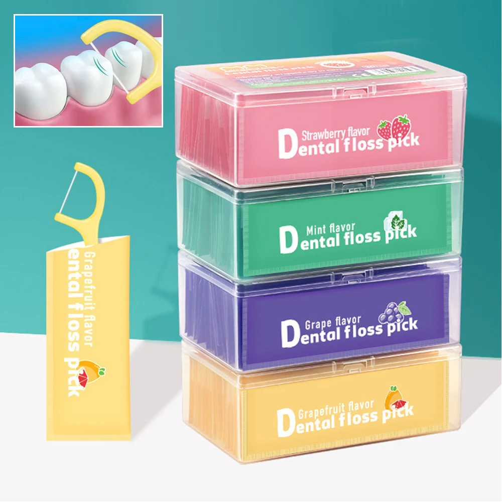 

30 Pcs/Box Floss Toothpick Set Colorful Fruit Flavor Dental Floss Pick Portable Toothpick Floss Teeth Cleaner With Storage Tube