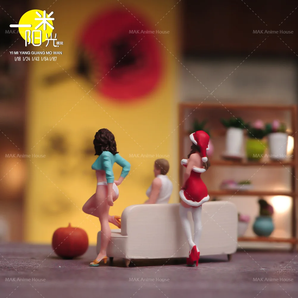 Miniatures Figures 1/64 Home Sexy Beauty Sisters Party Pumpkin Model Decoration Creative Photography Scene Dolls Toys