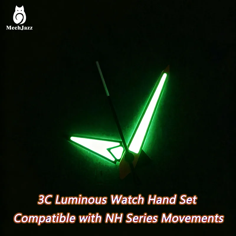 MechJazz Luminous Watch Hands Set, Compatible with NH34, NH35, NH36 and All NH Series Movements, Watch Mod Parts