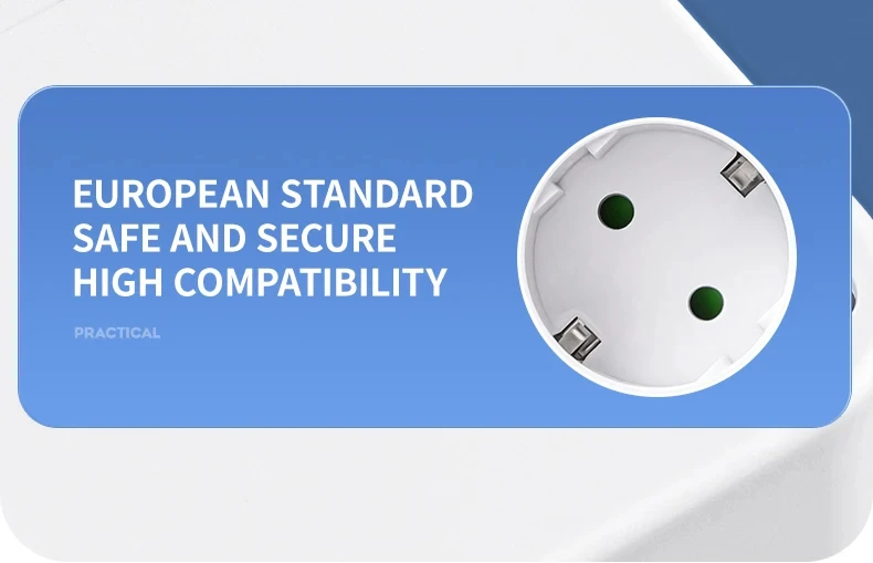EU-Steckdose, 4 Steckdosen, Multitap-Wandsteckdosenleiste, Steckdose, 2 USBs, 1 Typ-C-Anschlüsse, kein Verlängerungskabel mit 2500 W MAX-Stromversorgung – Detail 8
