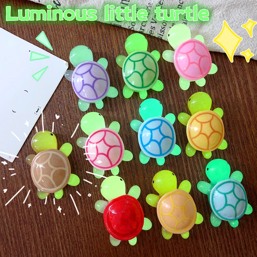 Colorful Luminous Cartoon Crouching Turtle Simulation Animal Toy DIY Children's Desktop Decorations Shiny Mini Turtle Doll Model