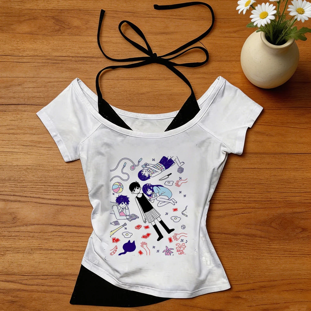 Omori crop top teen japan gyaru jojifuku kawaii scene  t shirt emo y2k gothic scene