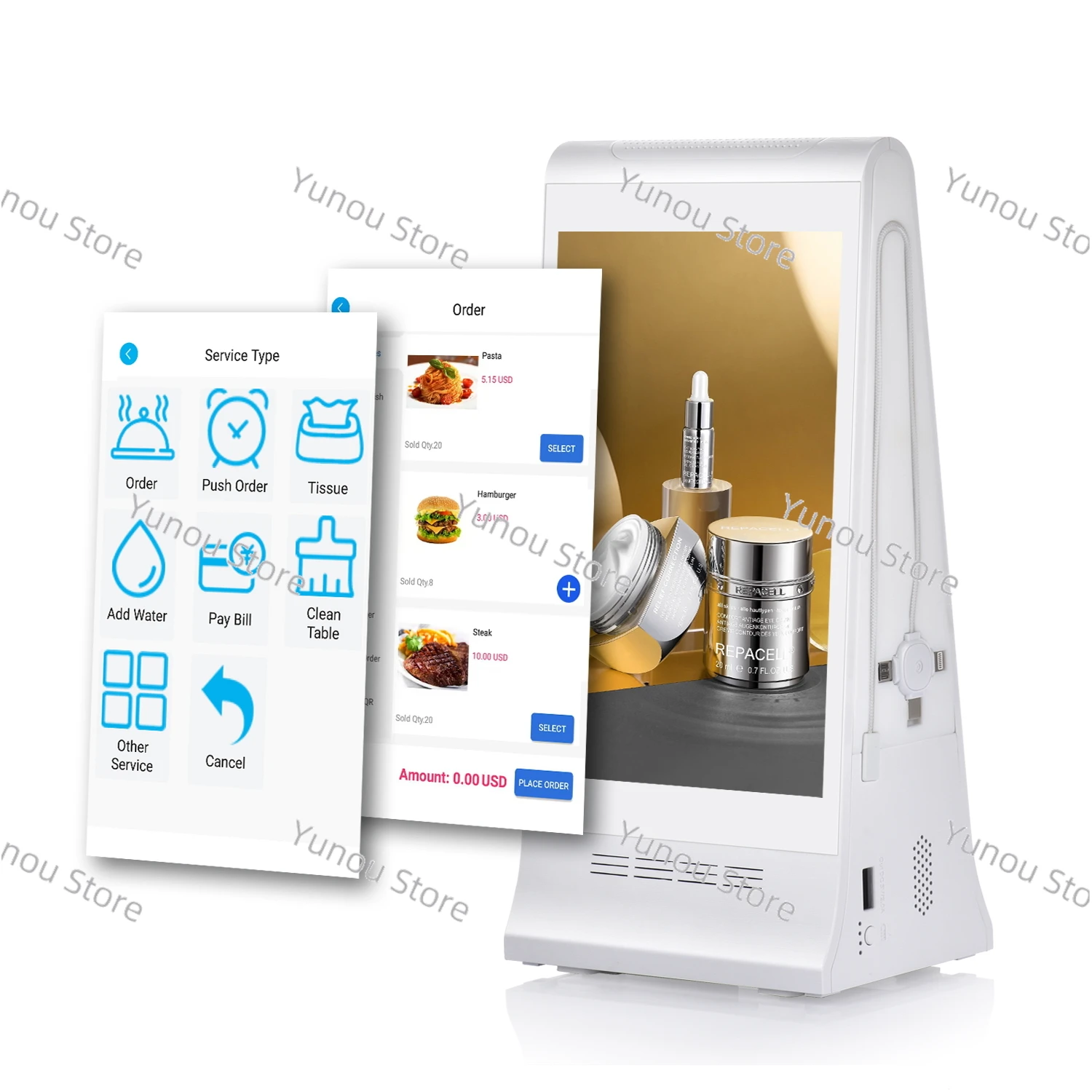 Cloud Server FYD-868 Plus X Android Wireless LCD 8-inch Touch Screen Restaurant Desktop Advertising Player Digital Menu Signage