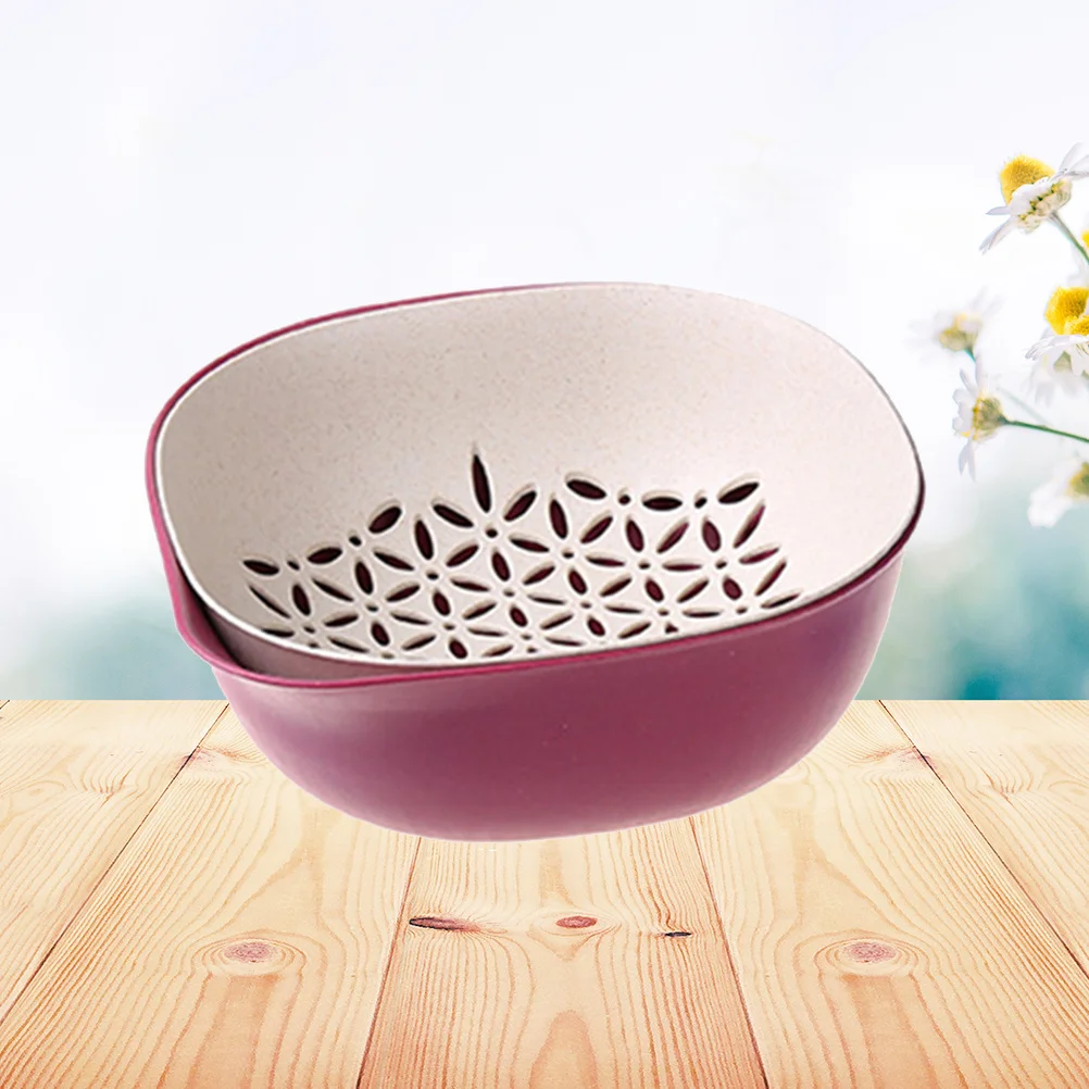 

Double Layer Draining Basket Plastic Kitchen Strainer For Fruits Vegetables Washing Fast Drainage Hollow Design Red