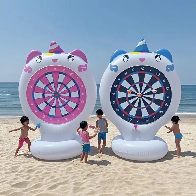 New PVC Inflatable Throwing Target Cute Cartoon Animal Dart Board Children's Lawn Water Throwing Inflatable Target with 4 Balls
