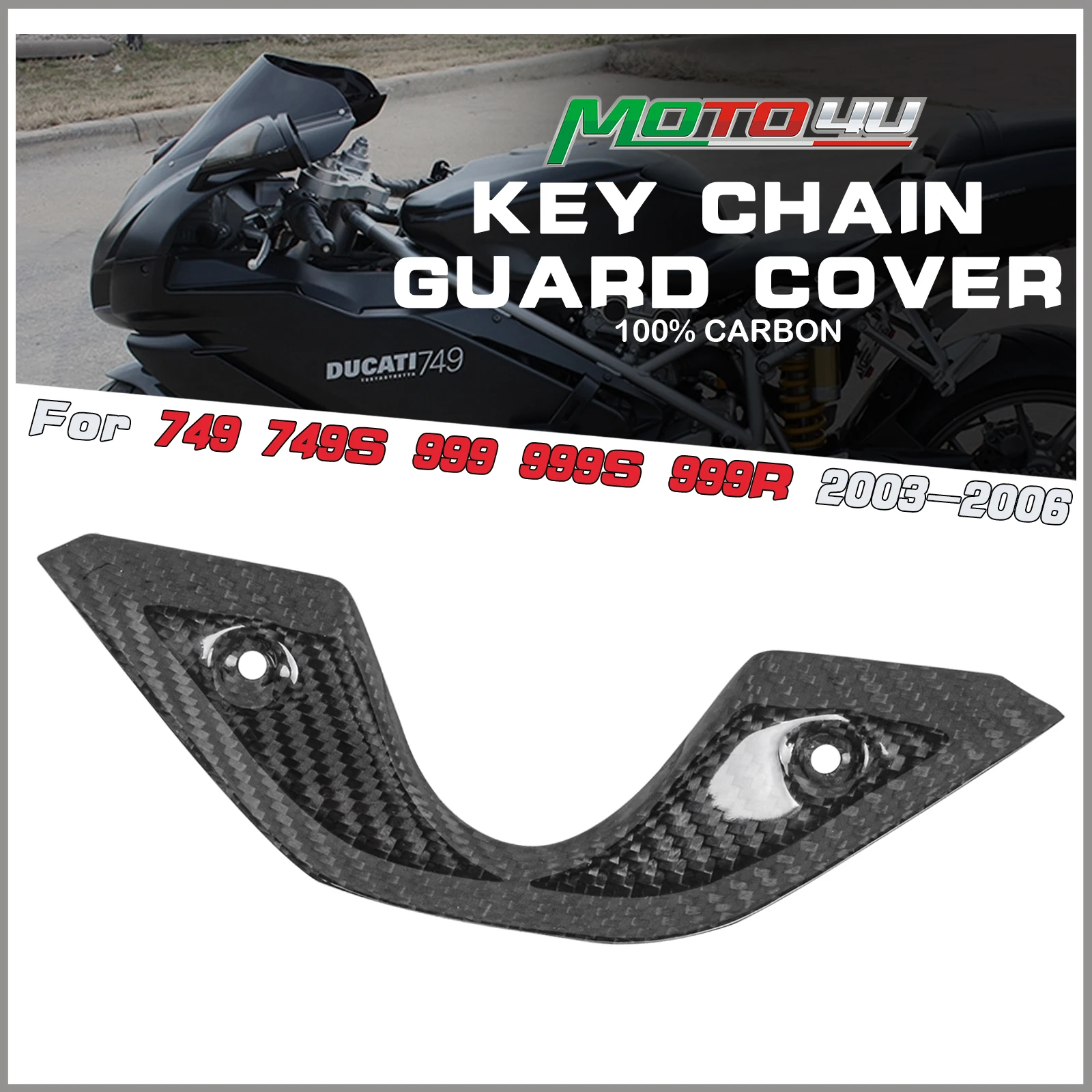 

MOTO4U For DUCATI 749 999 749S 999 999S 999R 2003-2006 100% Carbon Fiber Key Chain Guard Cover Trim Panel Key Protector Fairing