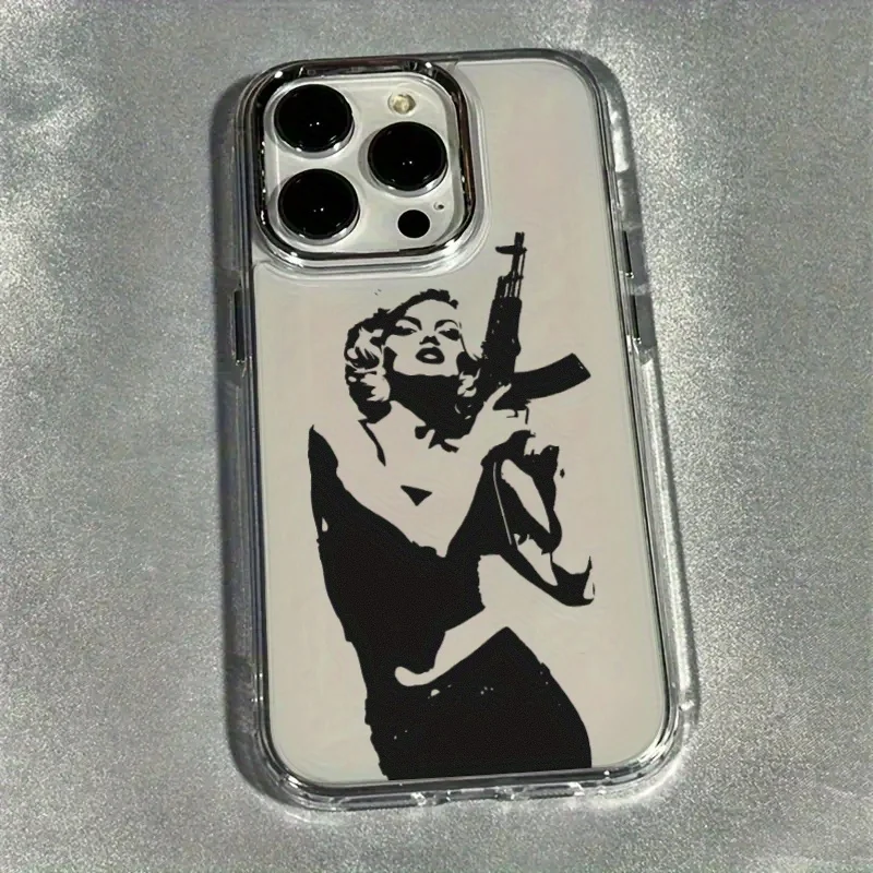 

Simple gunner pattern phone case for iPhone 17 16 15 14 13 12 11 Pro/ Max/Plus shock-proof rear cover anti-fingerprint