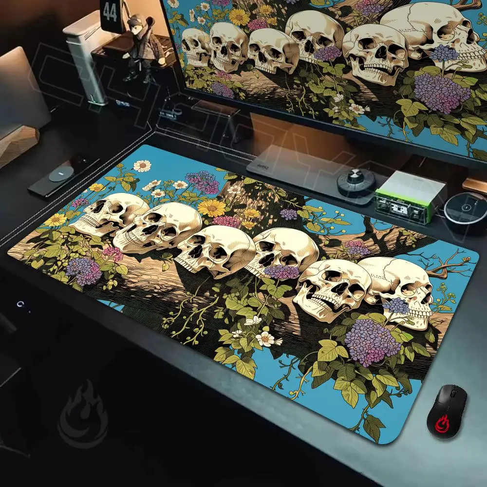 Gothic-style skull illustration Mouse Pad Desk Mat Non-Slip Durable office mouse mat gaming mats with Stitched Edge HD printing