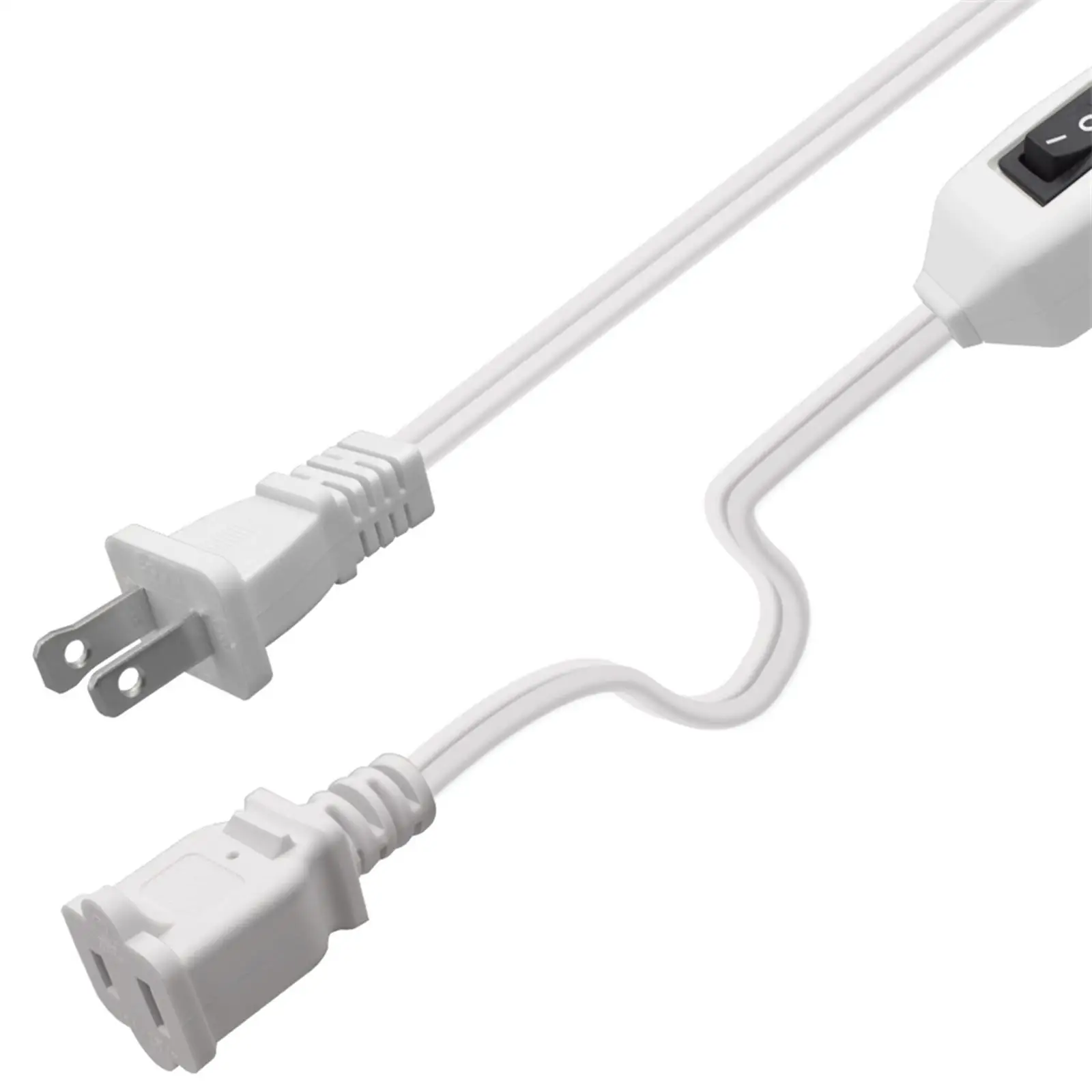 Polarized Extension Cord 1-15P to 1-15R Female 12.6 Inch 16AWG Copper Wire with on Off Switch for Desktop Lamp