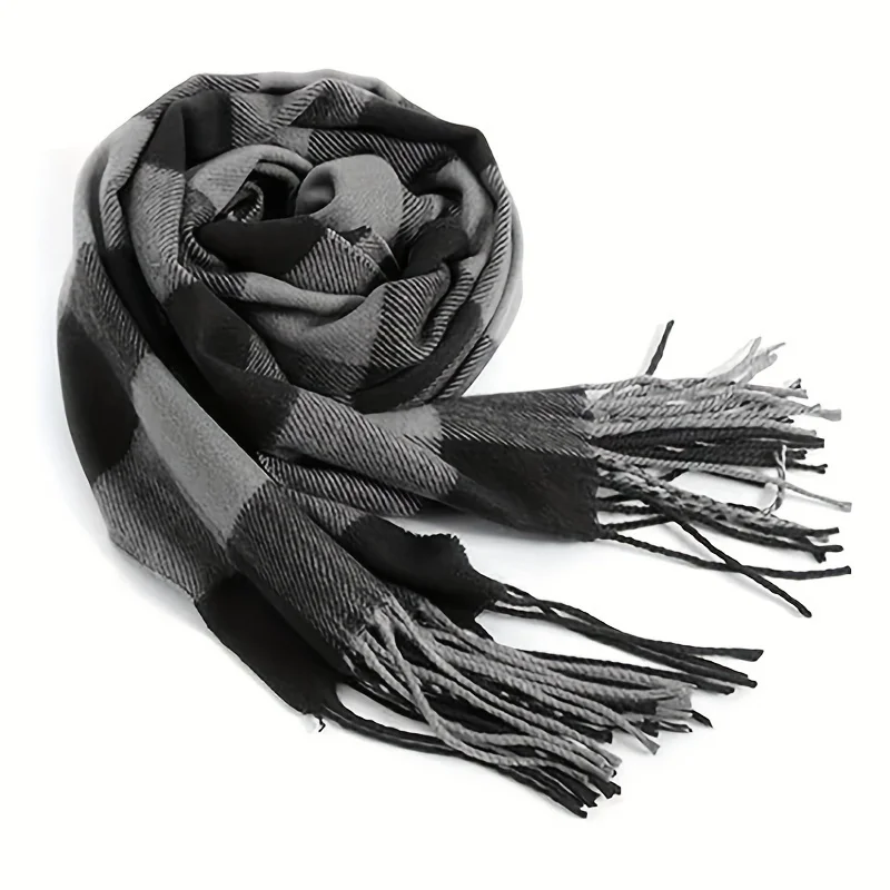 Women Winter Unisex Tassel Lattice Imitation Cashmere Scarves Autumn Long Couple Thinker Warm Female Shawl Hot Sale Men