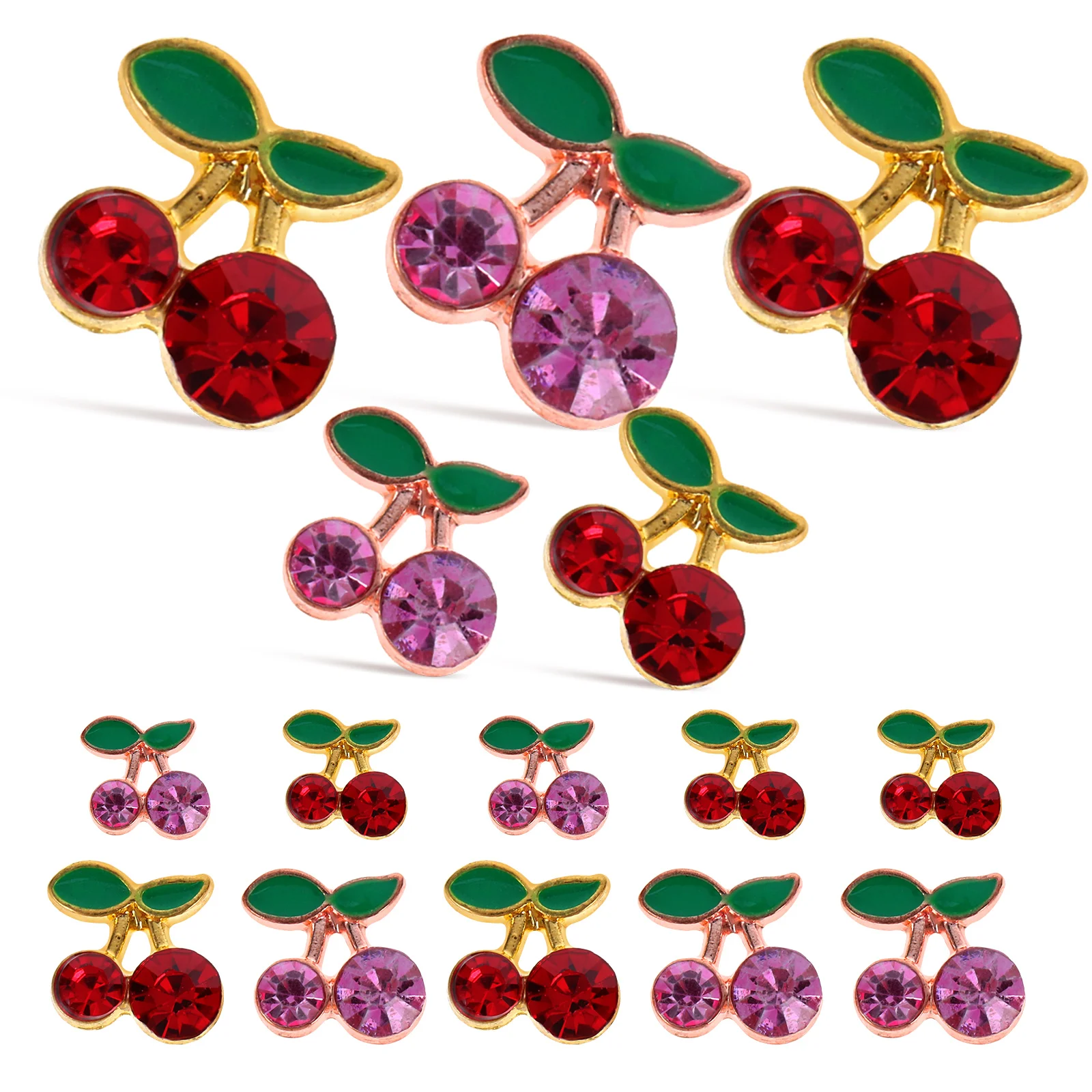 

32 Pcs Alloy Cherry Charms Rhinestones Nail Crystals Christmas Nail Charms for Women Fake Nails Manicure Decorations