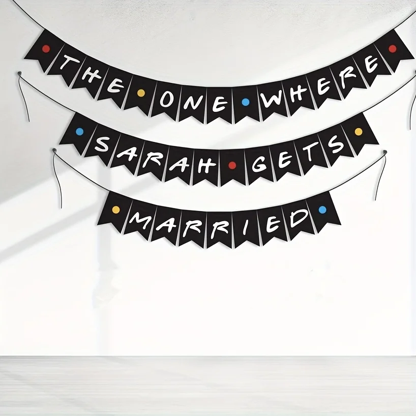 カスタマイズ可能なパーティーバナー、パーソナライズされた名前付き、友人、ブライダルシャワーパーティーバナー、友人テーマガーランド