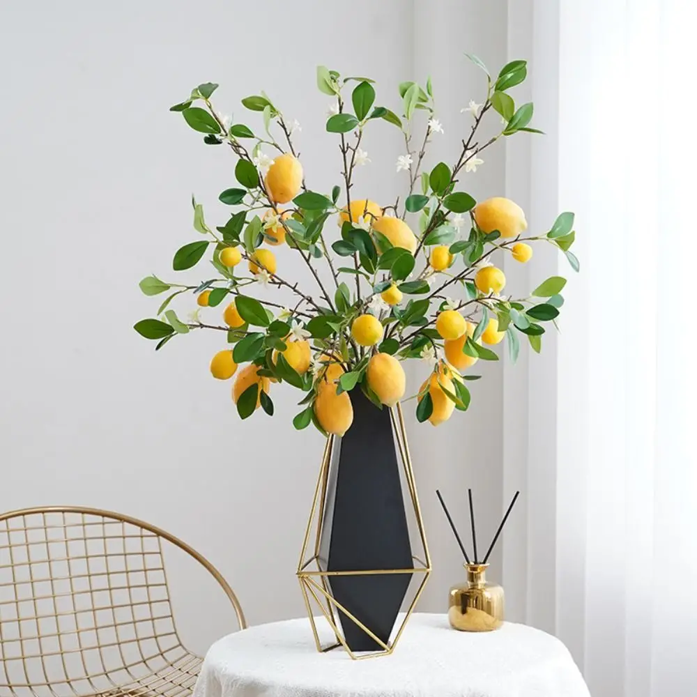 Ristorante naturale Disposizione dei fiori Decorazione della casa Puntelli per fotografia Fiore artificiale Ramo di limone Piante verdi Frutta di limone